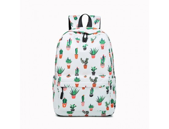 Рюкзак женский ViviSecret, рюкзак белый женский, рюкзак женский школьный, белый с кактусами