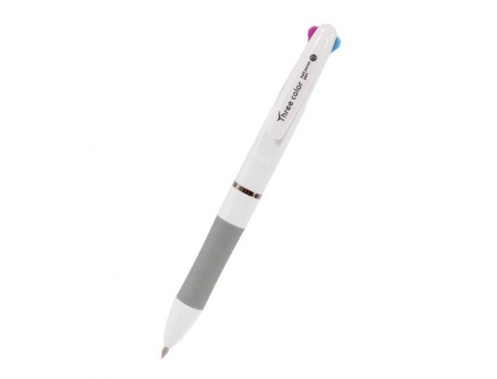 Ручка многоцветная, 3 цвета, белая/серая