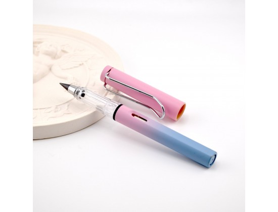 Вечный карандаш с ластиком не требующий заточки, градиент розовый/голубой