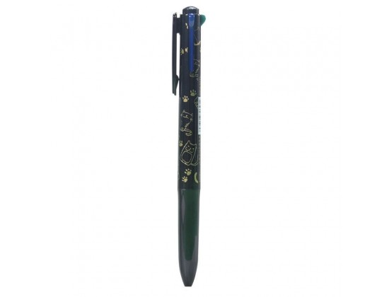 Ручка многоцветная, 4 цвета, черная с котами