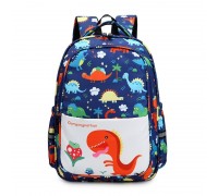 Рюкзак для девочки школьный, ViviSecret рюкзак для школы детский, синий с динозаврами, ортопедическая спина, 40х30х13 см