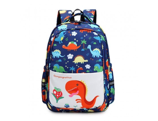 Рюкзак для девочки школьный, ViviSecret рюкзак для школы детский, синий с динозаврами, ортопедическая спина, 40х30х13 см