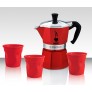 Гейзерная кофеварка Bialetti Moka Express Red на 3 порции + 3 чашки 3570