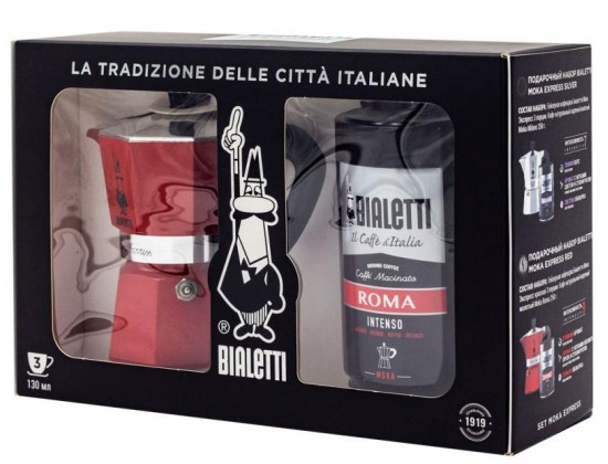 Подарочный набор Bialetti Moka Express Red + кофе