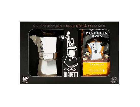 Набор Bialetti Moka Express на 3 порции + кофе Perfetto Vaniglia 250г