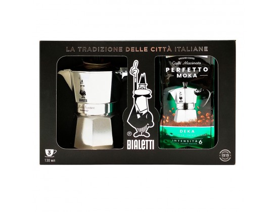 Набор Bialetti Moka Express на 3 порции + кофе Perfetto Deka 250г